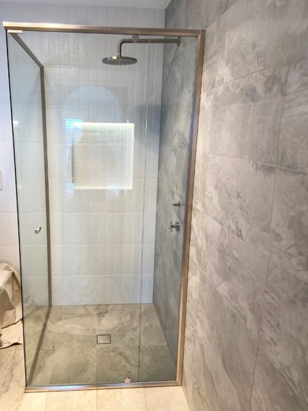 Shower Screen Semi Frameless Front Only Brushed Nickel Frame