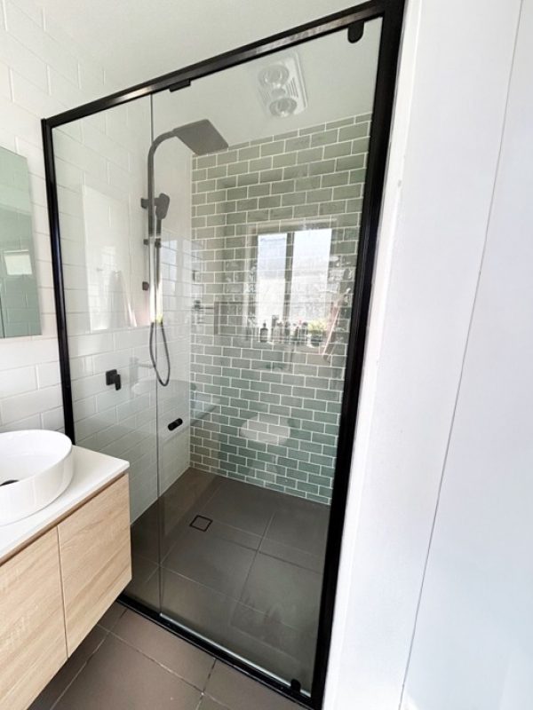Shower Screen Semi Frameless Front Only Black Frame