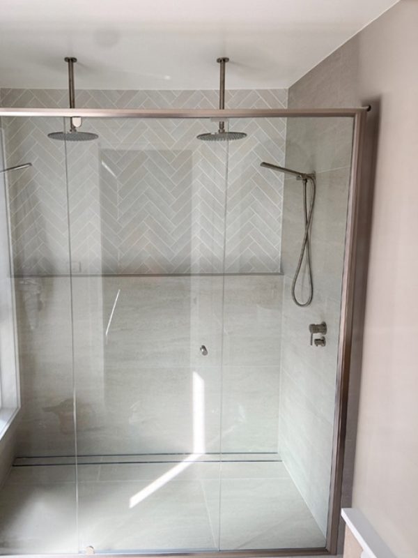 Shower Screen Semi Frameless Front Only Brushed Nickel Frame